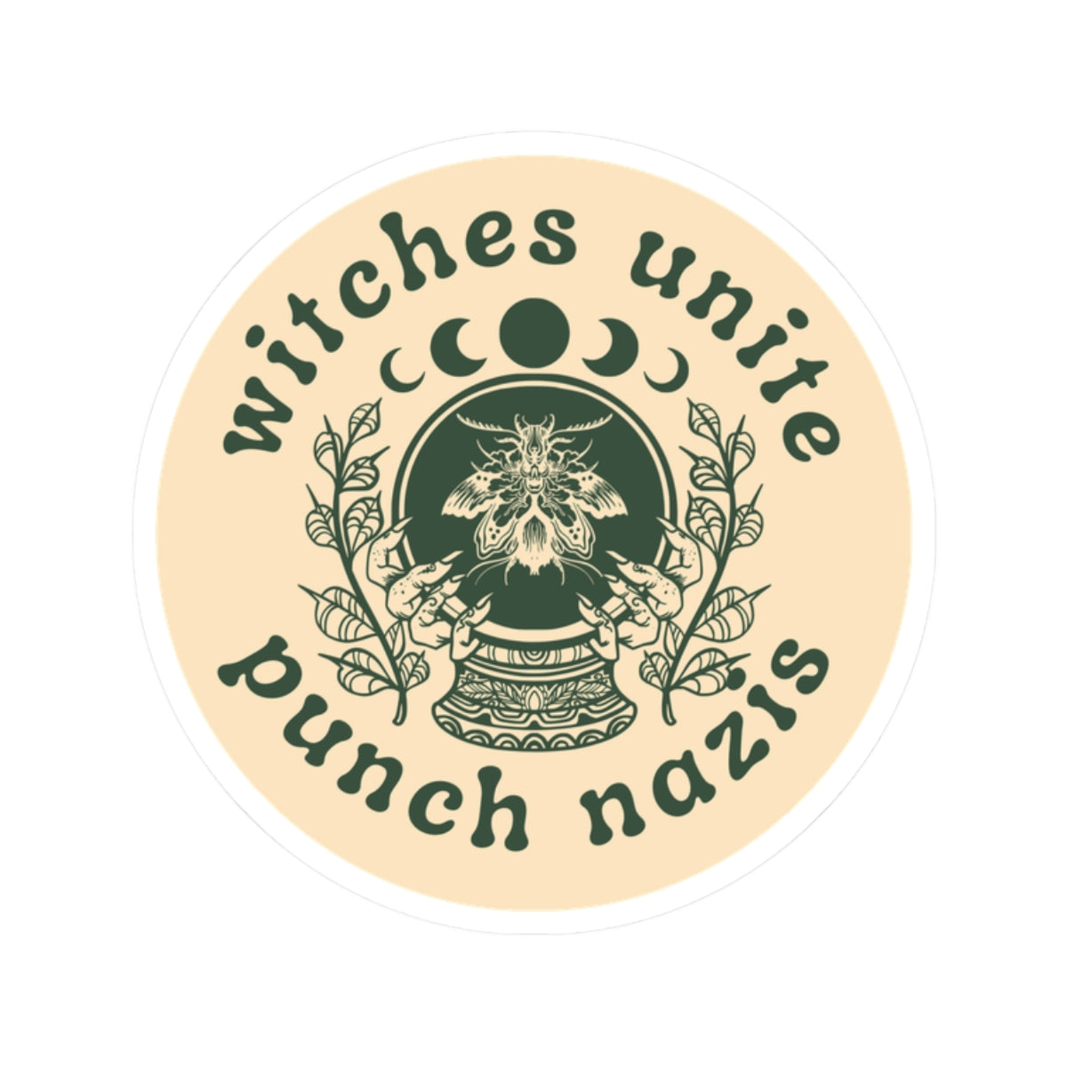 Witches Unite | Punch Nazis Cream Vinyl Sticker