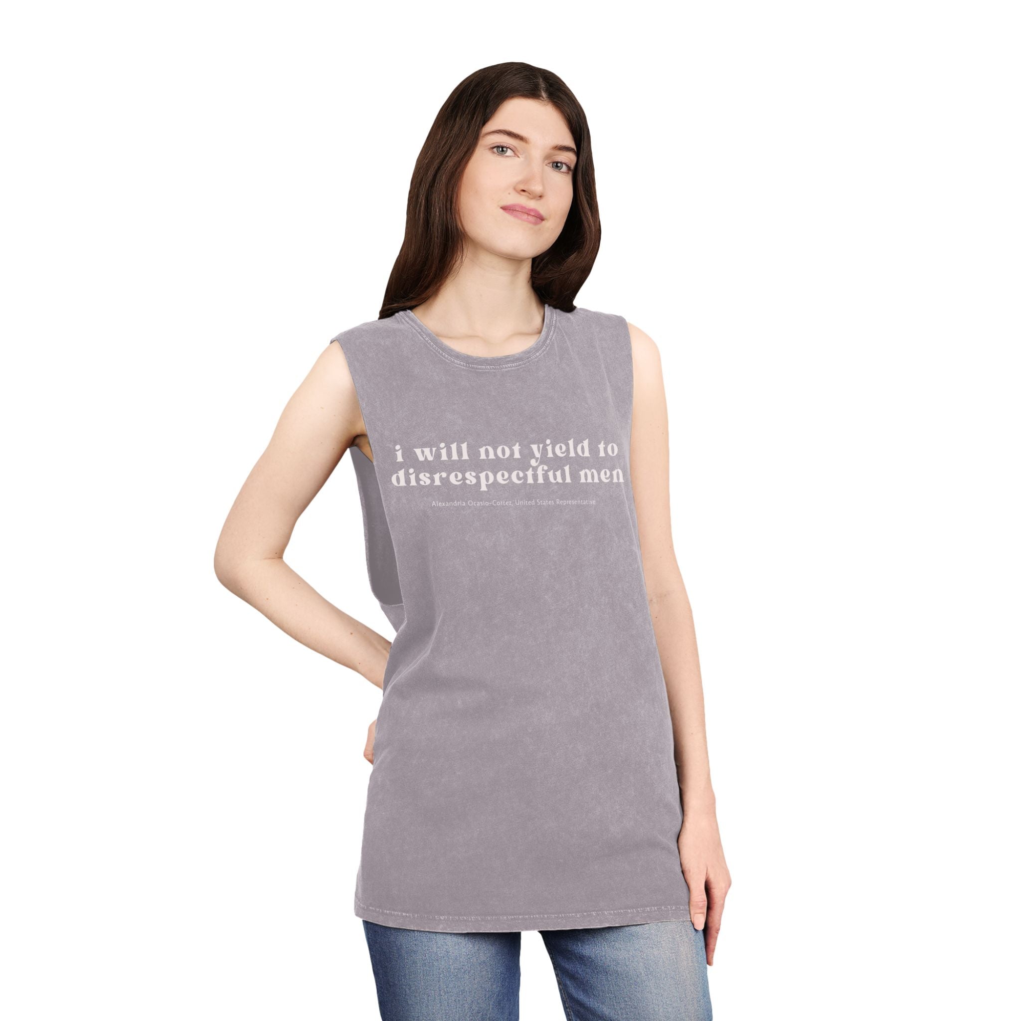 I Will Not Yield to Disrespectful Men Unisex Stonewash Tank Top