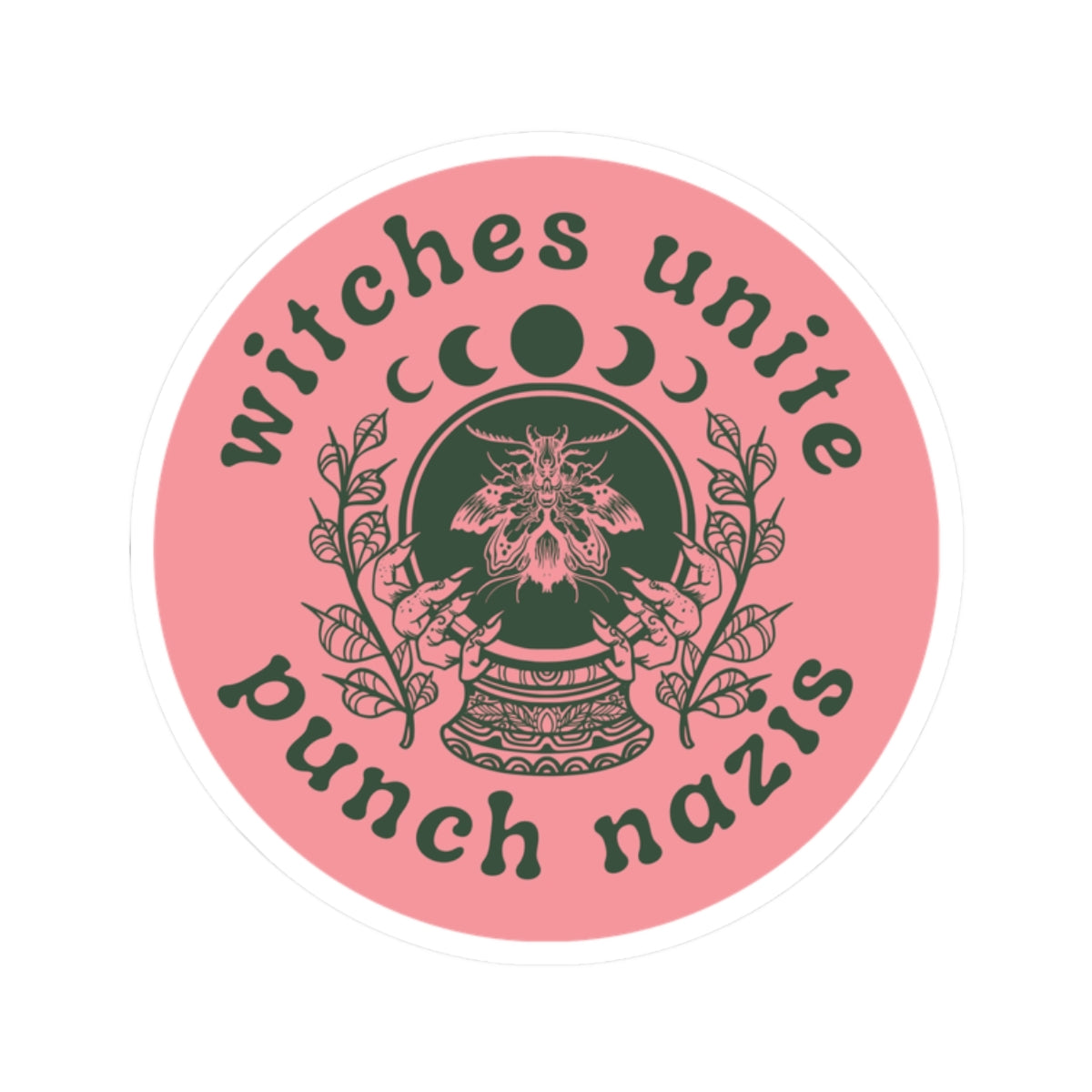 Witches Unite | Punch Nazis Pink Vinyl Sticker