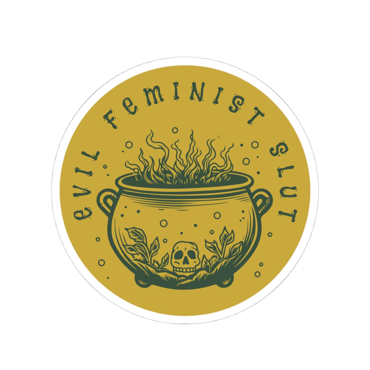 Green/Gold Evil Feminist Slut Vinyl Sticker