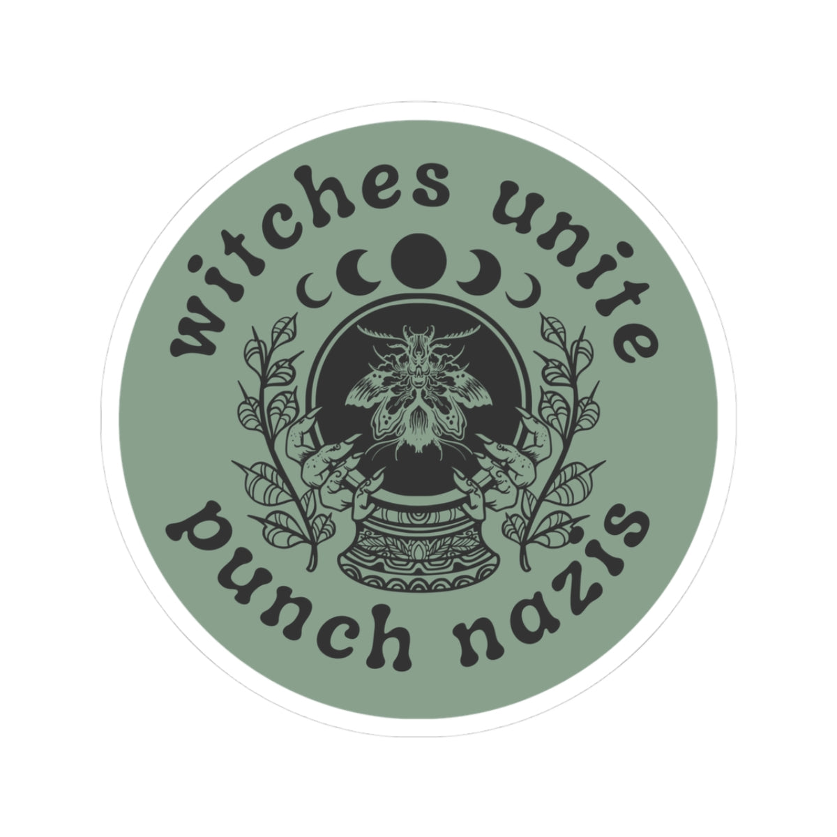 Witches Unite | Punch Nazis -Sage Vinyl Sticker
