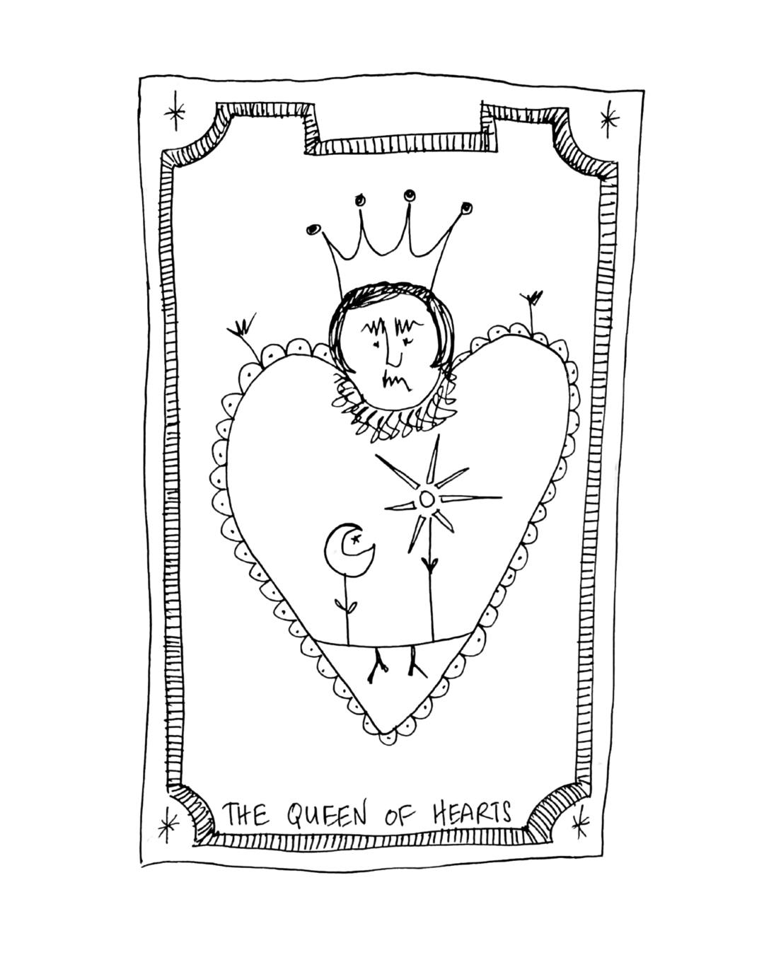 The Queen of Hearts Tarot Card 8.5"x11" Print