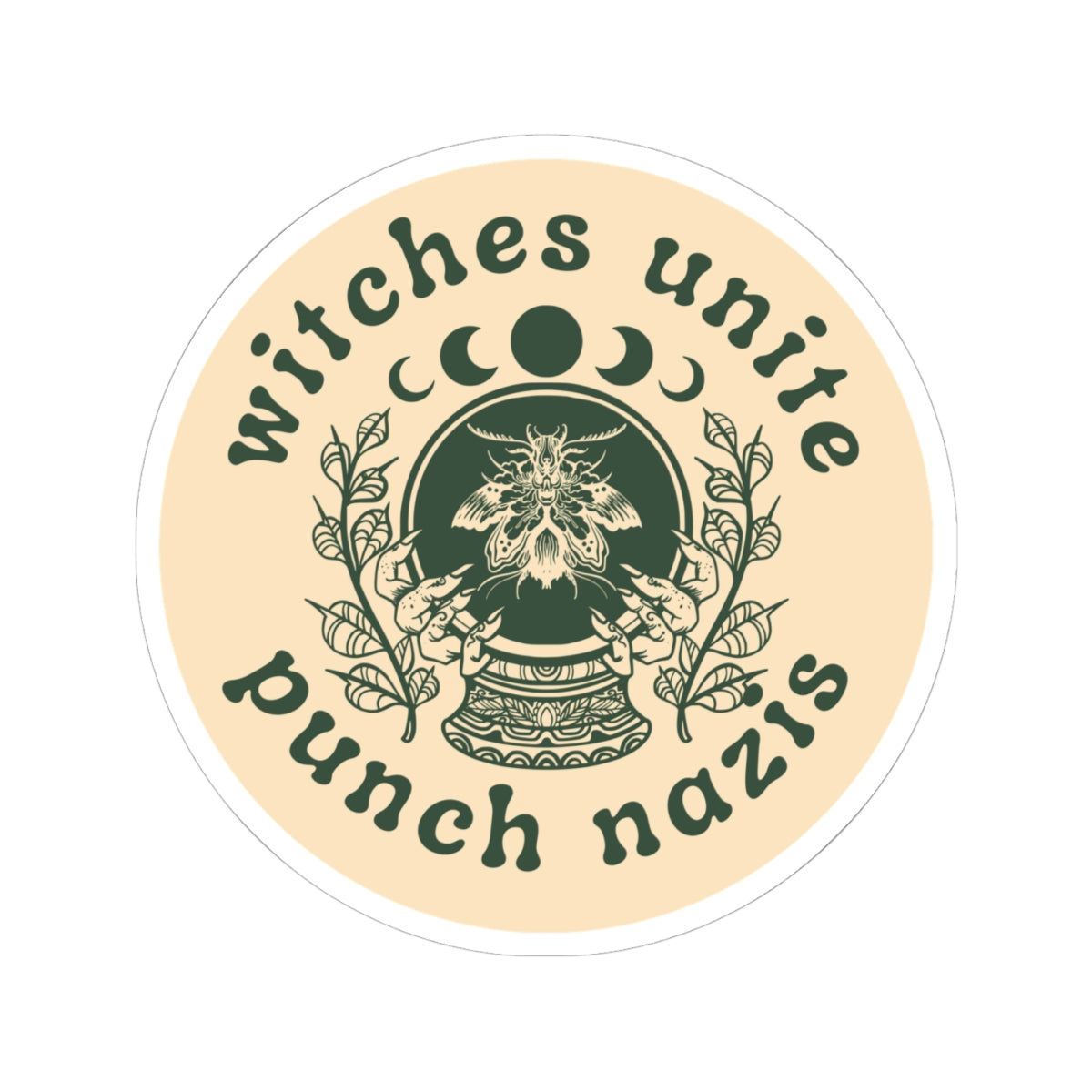 Witches Unite | Punch Nazis Cream Vinyl Sticker