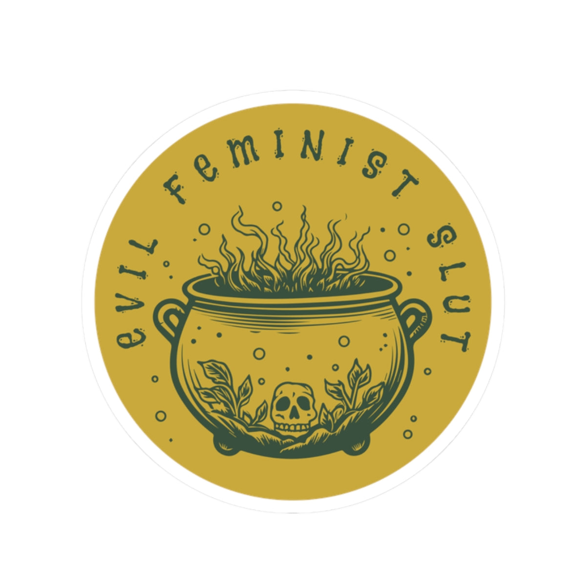 Green/Gold Evil Feminist Slut Vinyl Sticker