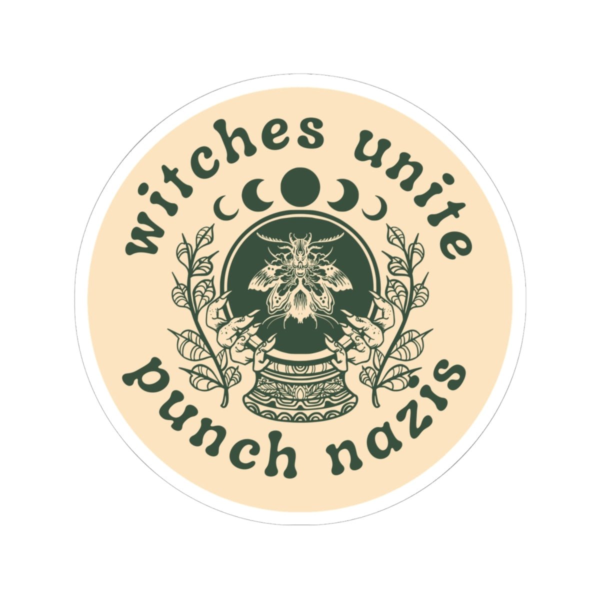 Witches Unite | Punch Nazis Cream Vinyl Sticker