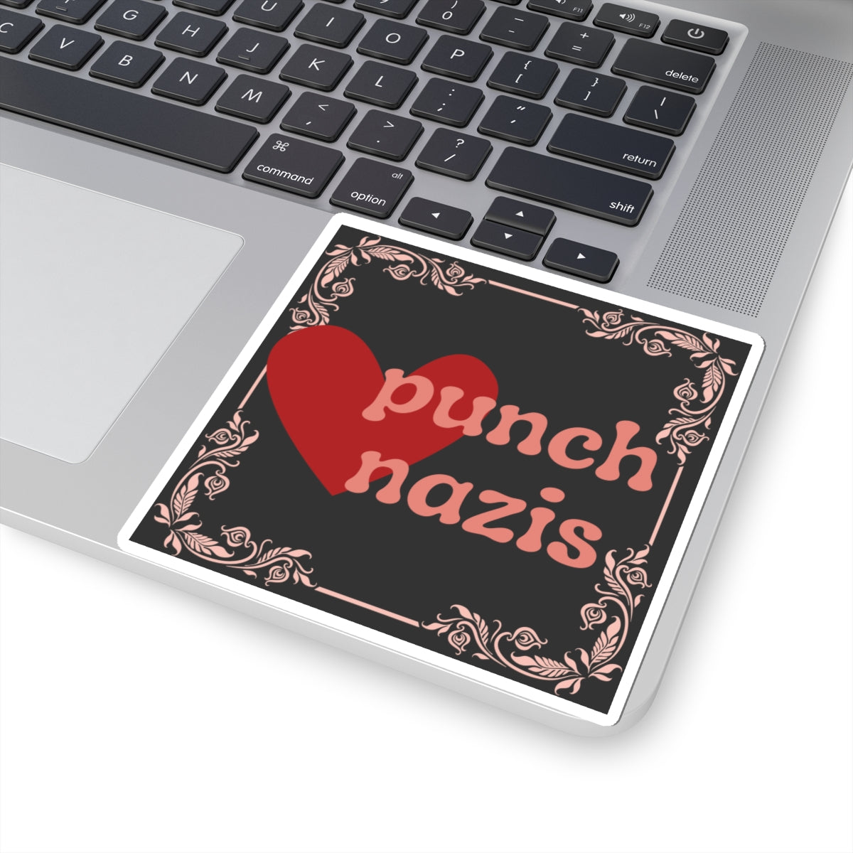 Punch Nazis Heart Vinyl Sticker