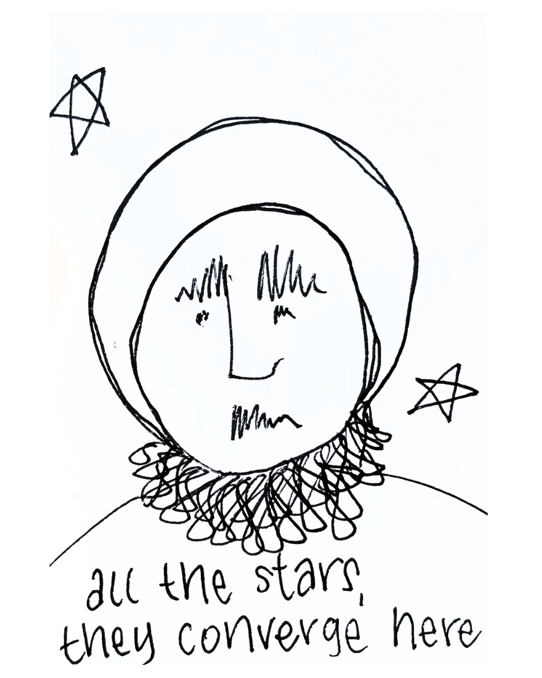 MINI ART All the Stars 2.5" x 3.5" Pen & Ink Drawing