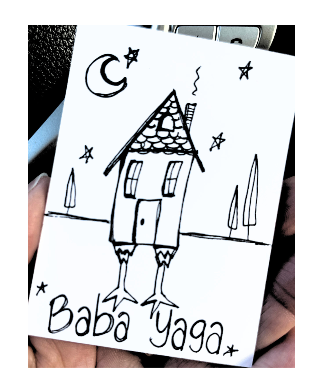 MINI ART Baba Yaga 2.5" x 3.5" Pen & Ink Drawing