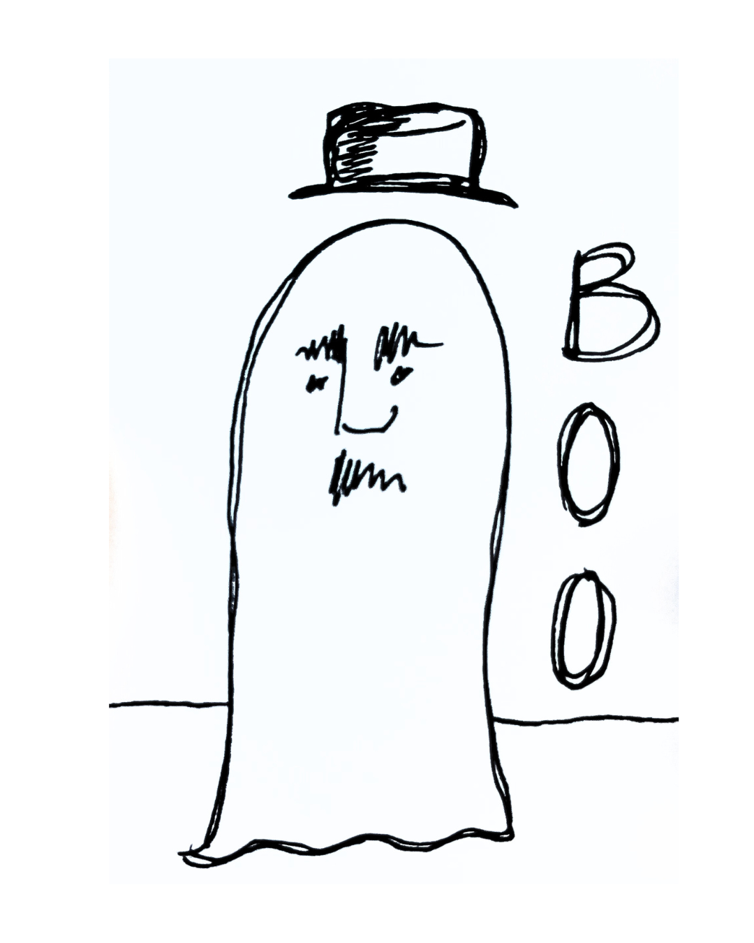 MINI ART Boo 2.5" x 3.5" Pen & Ink Drawing