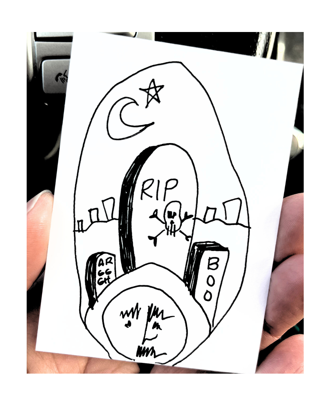 MINI ART Halloween 2.5" x 3.5" Pen & Ink Drawing