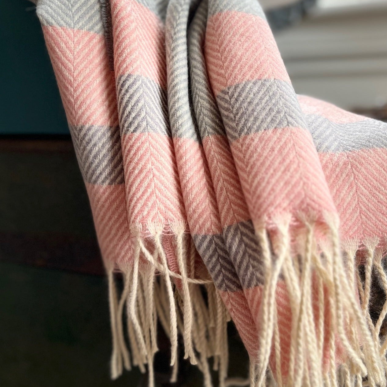 Soft Grey and Pink Scarf