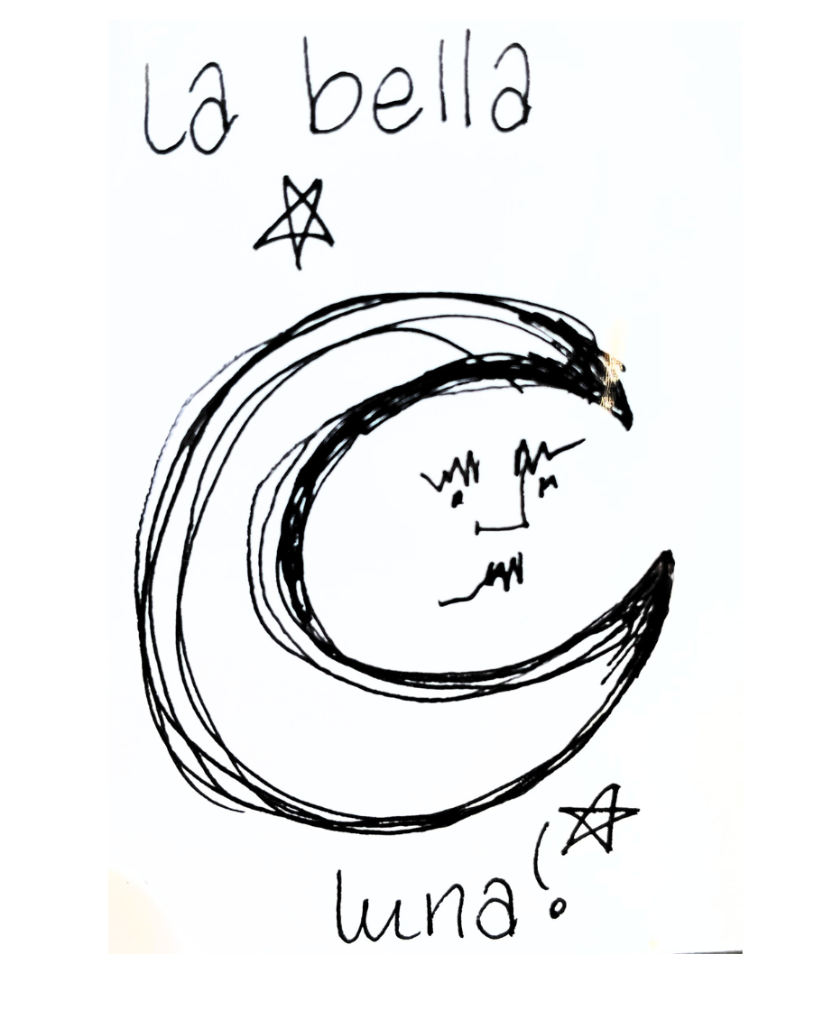 MINI ART La Bella Luna 2.5" x 3.5" Pen & Ink Drawing