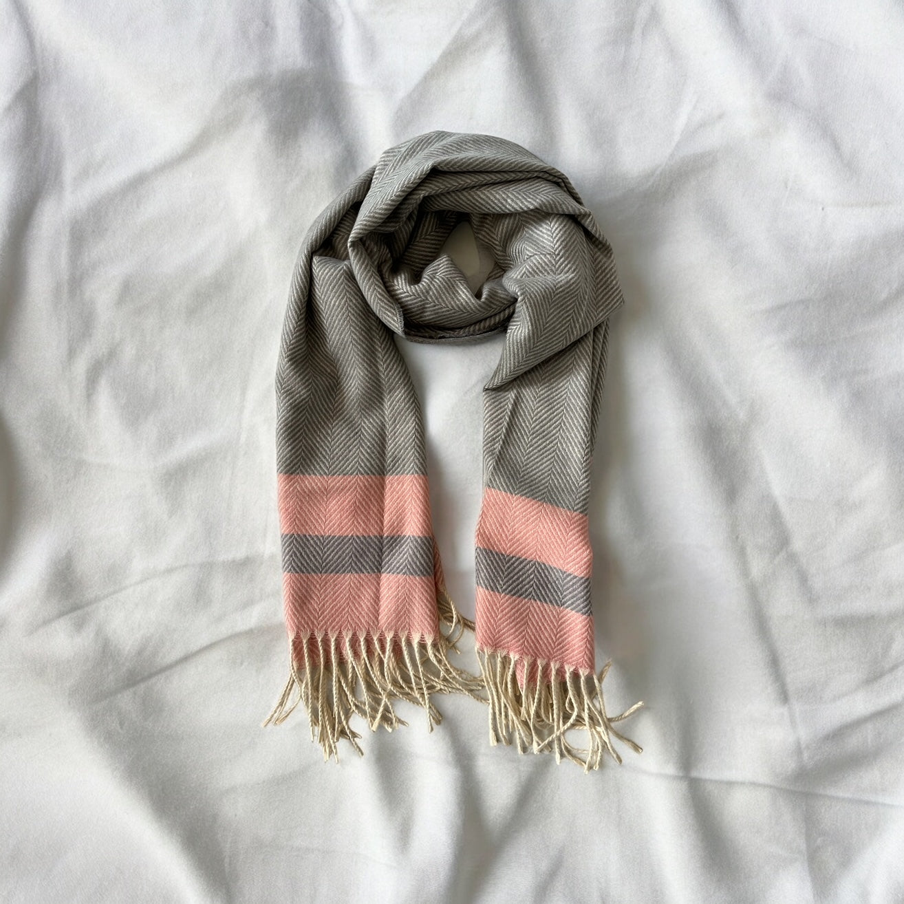 Soft Grey and Pink Scarf