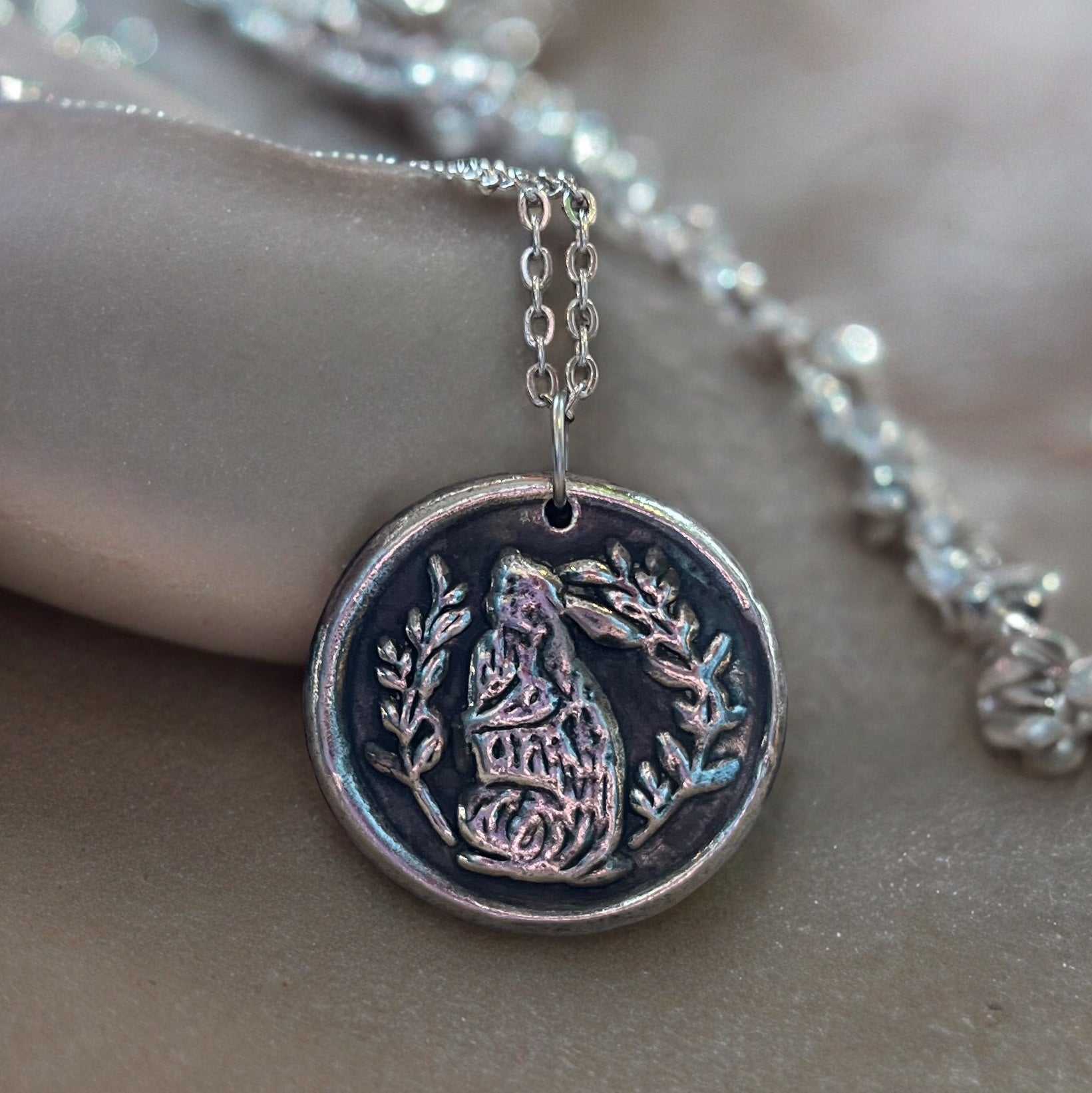 Moonlit Hare Necklace In Pewter