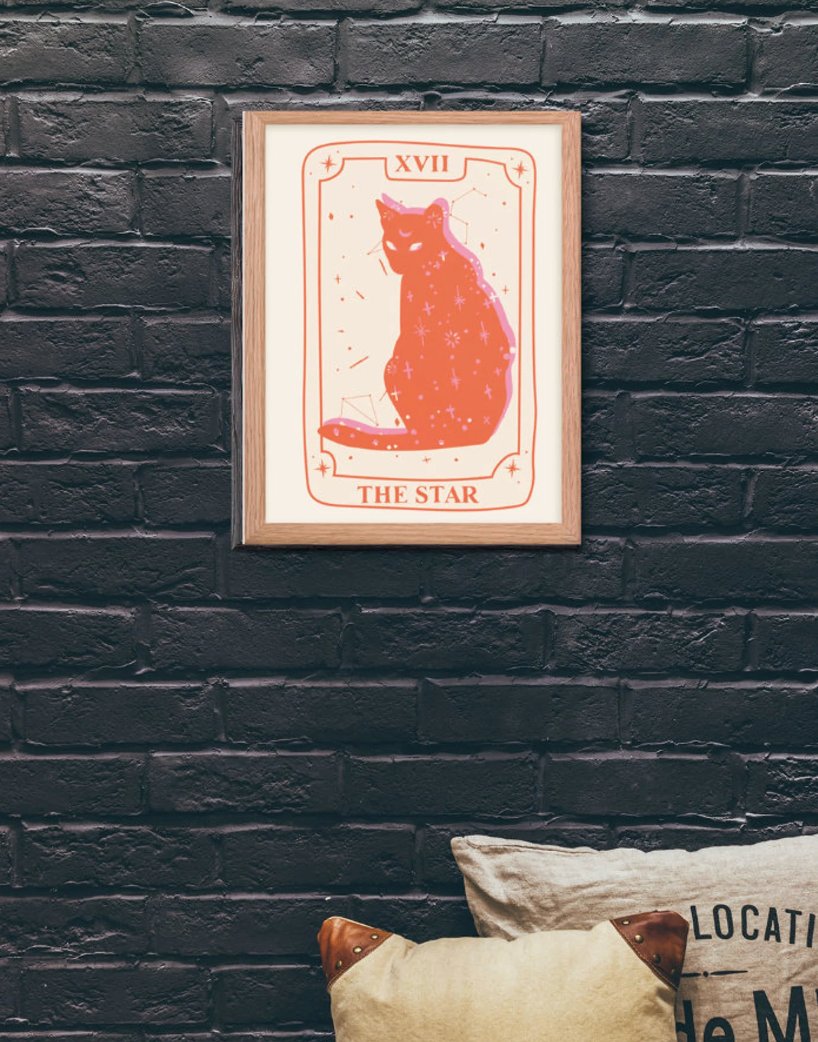 The Star Cat Framed Poster, 12"x16"