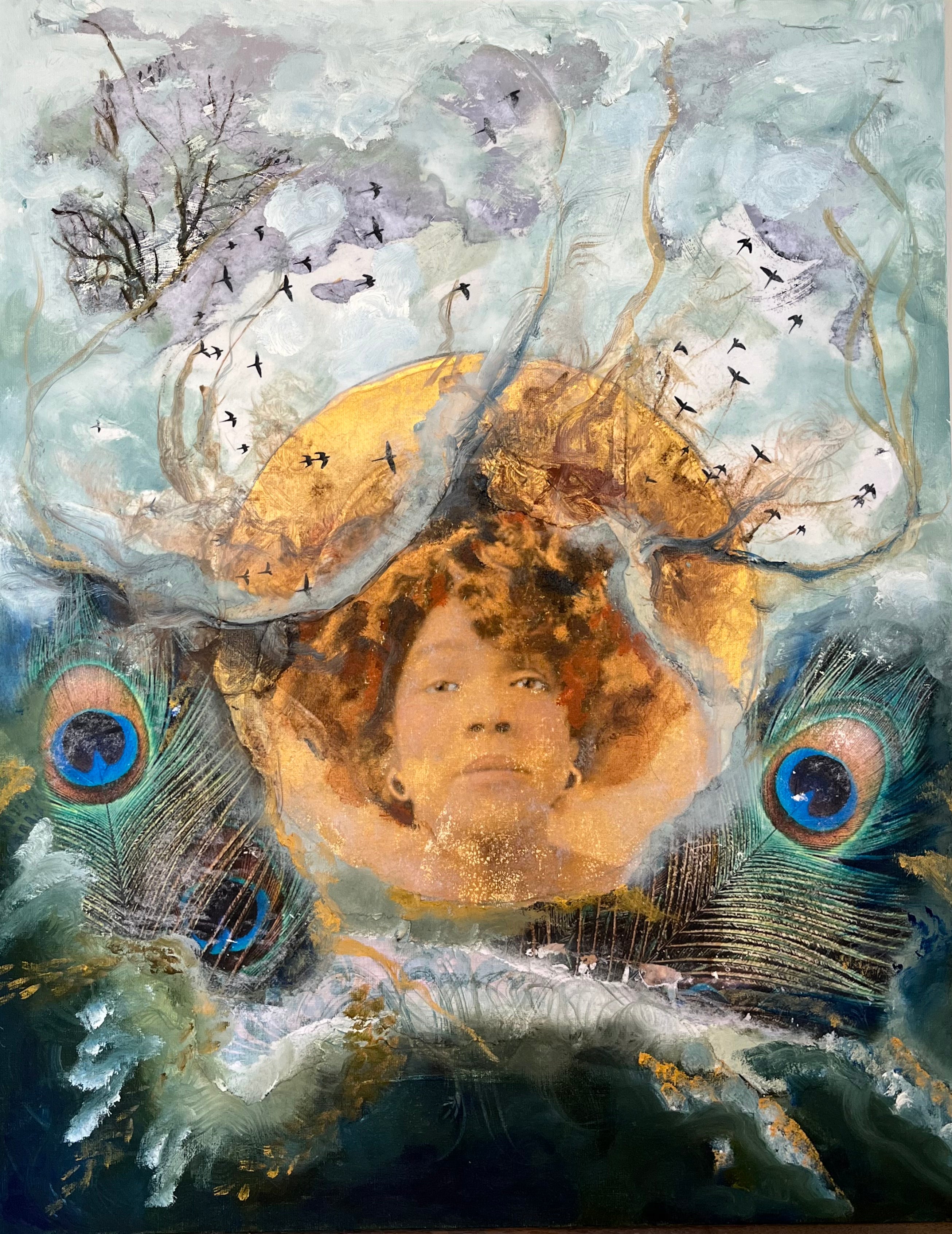 She is a Peacock - Art Print of Original Oil Painting