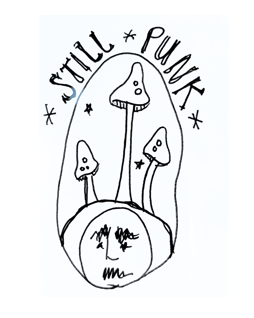 MINI ART Still Punk (Mushrooms) 2.5" x 3.5" Pen & Ink Drawing