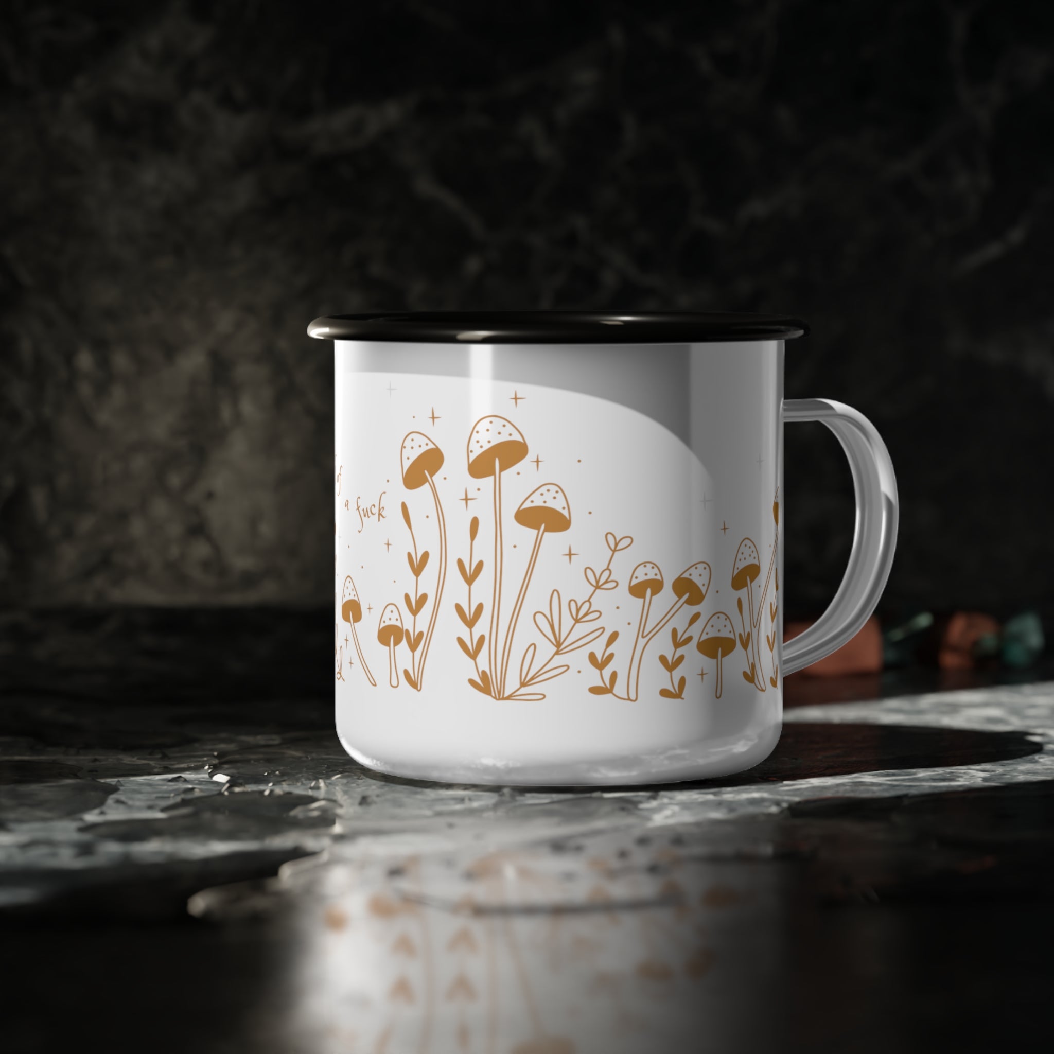 Don't Give Much of a Fuck Marigold Enamel 12 oz Coffee Mug