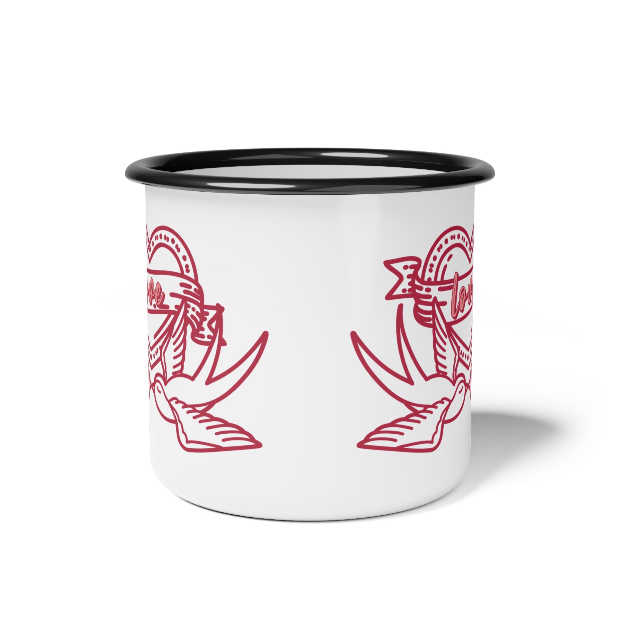 Love Tattoo Red Enamel 12 oz Coffee Mug