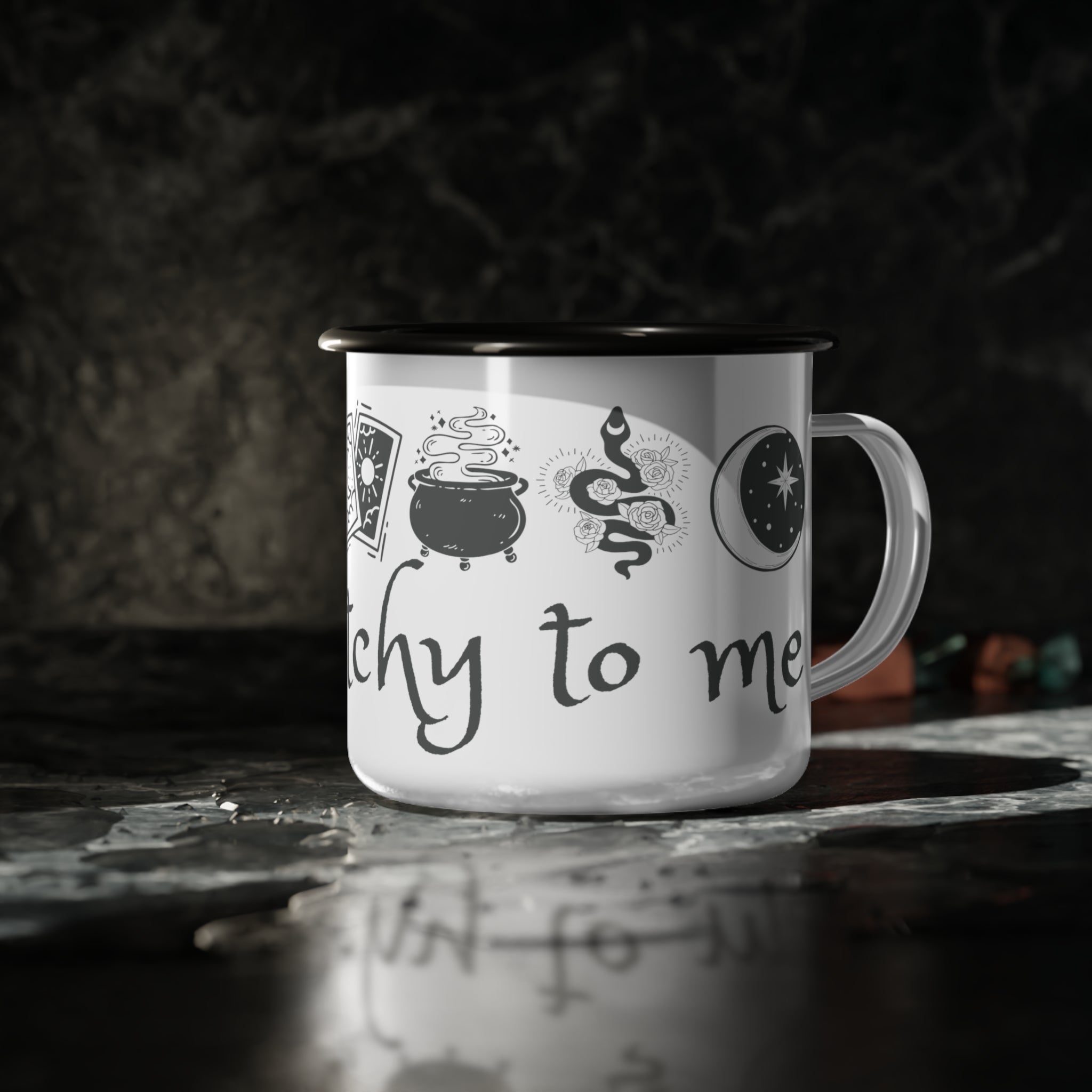 Talk Witchy to Me Enamel Charcoal 12oz Coffee Mug