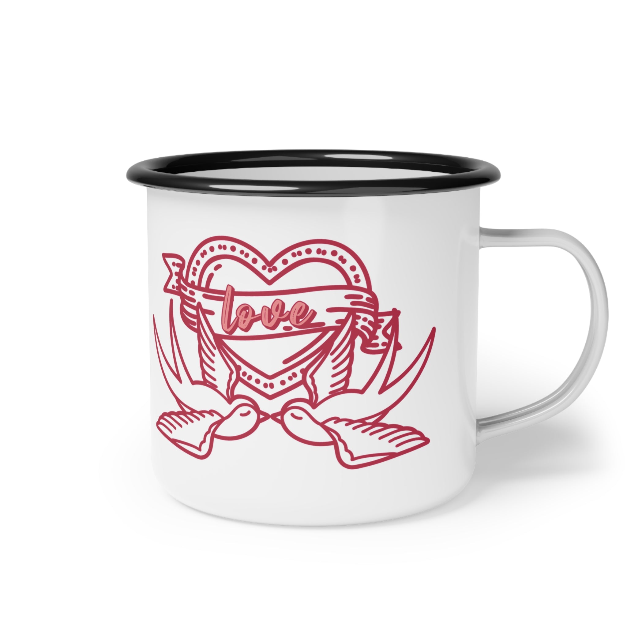 Love Tattoo Red Enamel 12 oz Coffee Mug