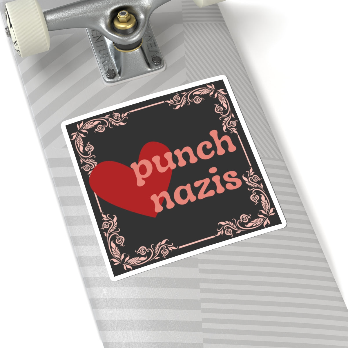 Punch Nazis Heart Vinyl Sticker