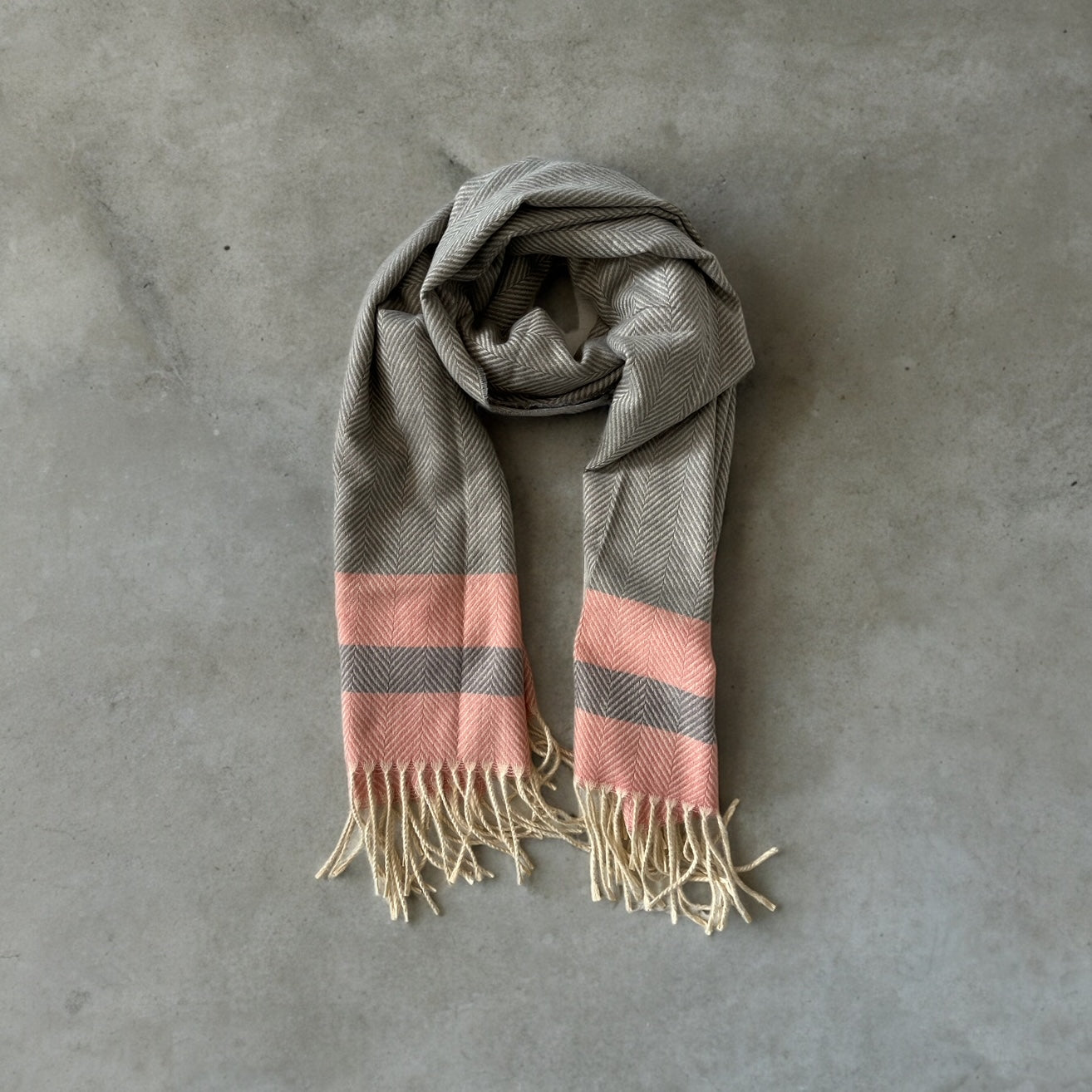 Soft Grey and Pink Scarf