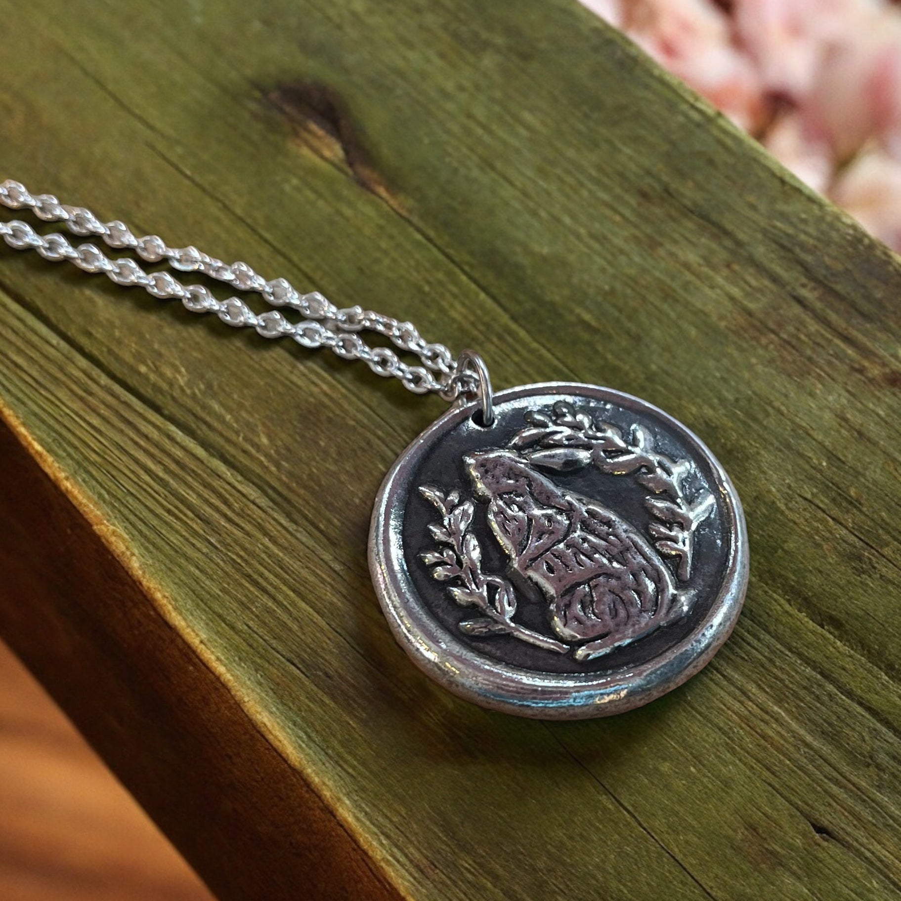 Moonlit Hare Necklace In Pewter