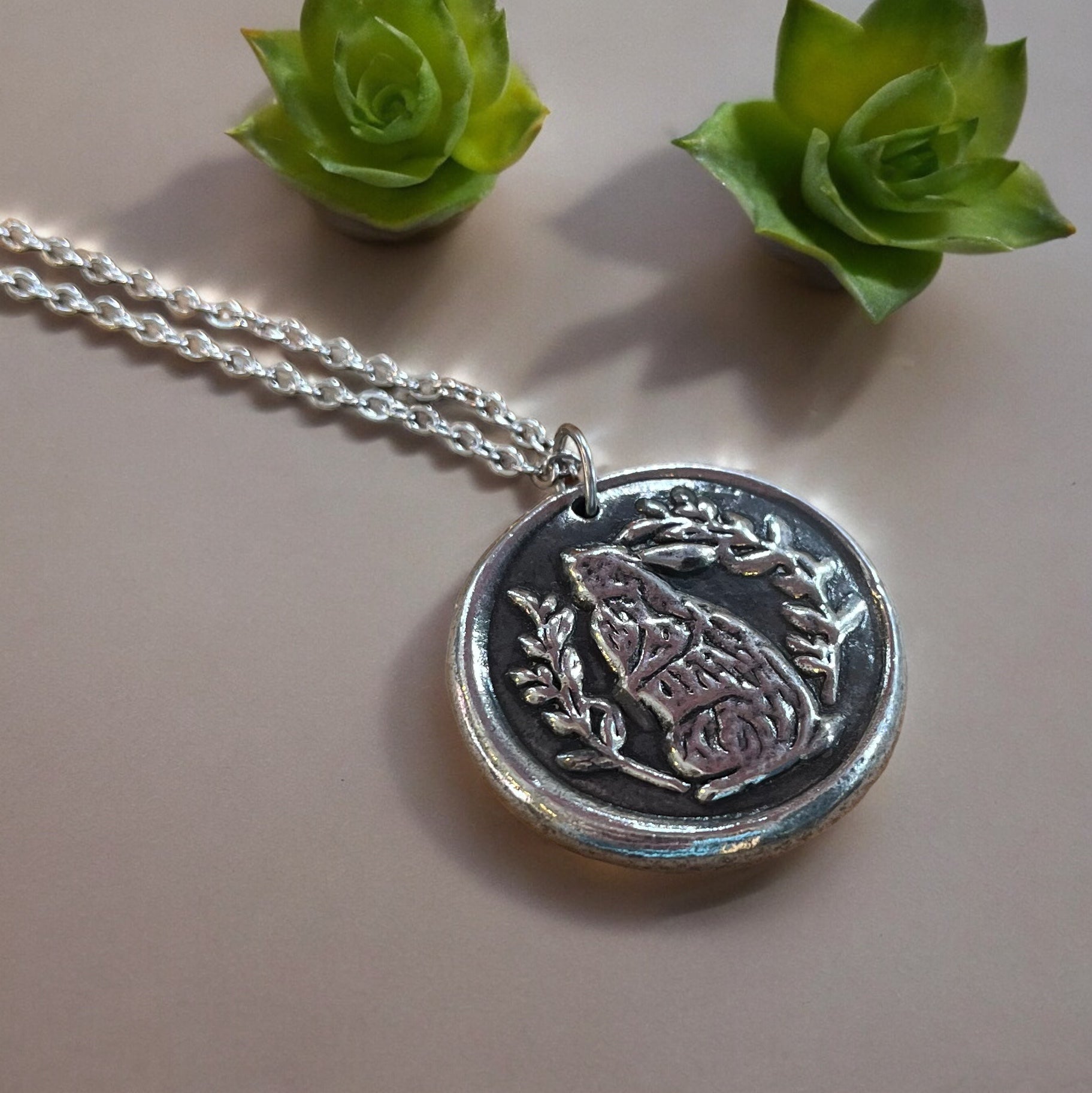 Moonlit Hare Necklace In Pewter