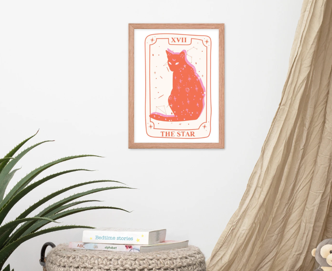 The Star Cat Framed Poster, 12"x16"