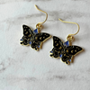 Enamel Black Butterfly with Moon Phase Design Earrings