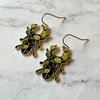 Enamel Black Scarab with Yellow Flowers