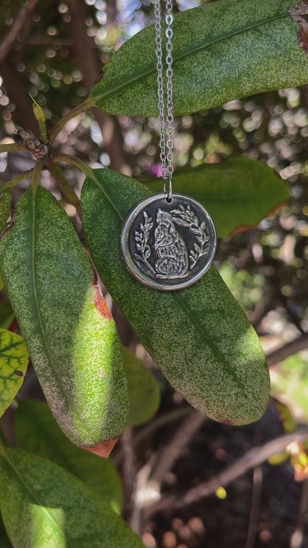 Moonlit Hare Necklace In Pewter